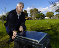 EPA's Bert Zerbst with the noise data logger (Source: Newspix/Chris Eastman)